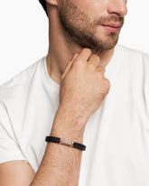 Chevron Bracelet in Black Rubber with 18K Rose Gold, 9mm